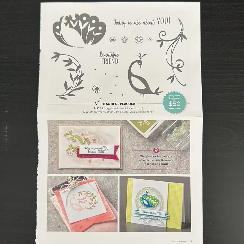 🎭 3/$25 - NWOT Beautiful Peacock stamp set of 12